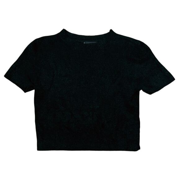 Vici Short Sleeve Cropped High Stretch Black Sweater Top Women's Medium - Picture 1 of 6